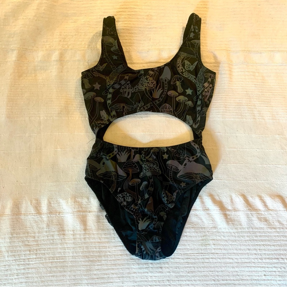 ClubEXX iridescent shroom raver bodysuit